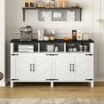 thumbnail image 1 of Euroco 59" Large Sideboard Buffet Cabinet with Storage, Wood Coffee Bar Station with Charging Station,Adjustable Shelves and Open Storage Shef for Living Room,Dining Room,White, 1 of 9
