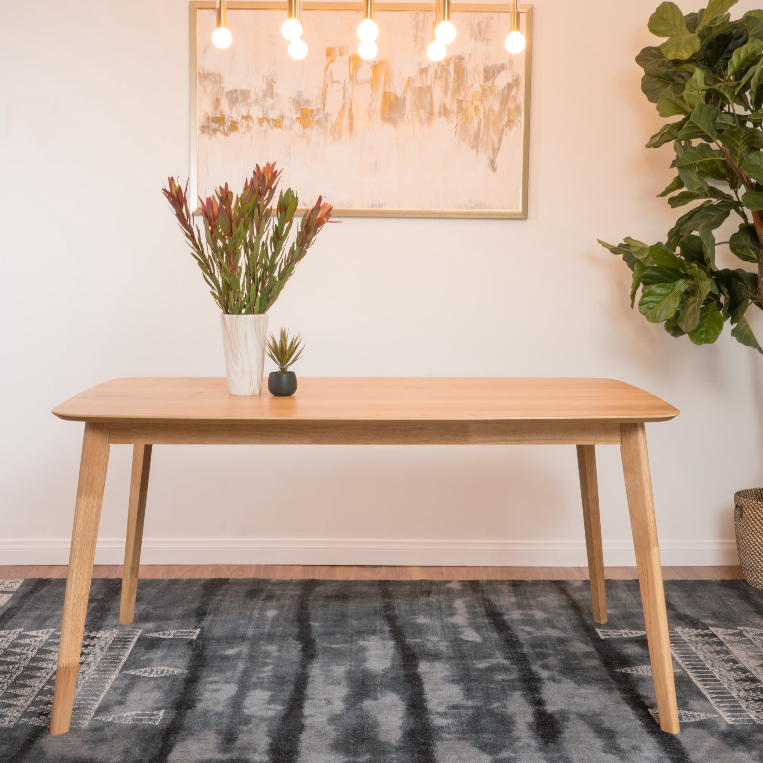 Euroco 59" Solid Wood Rectangular Dining Table for 4-6, Modern Kitchen Table for Kitchen Dining Room,Living Room,Small Spaces,Natural