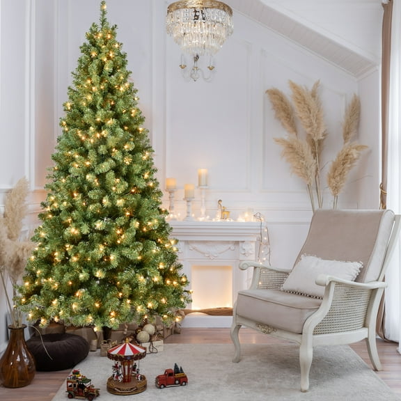 Euroco 5ft Pre-Lit PVC Christmas Tree with 200 UL Lights, 551 Tips, Auto-Unfold Memory Wire, Easy Assembly with Stable Metal Stand – Full Artificial Holiday Tree