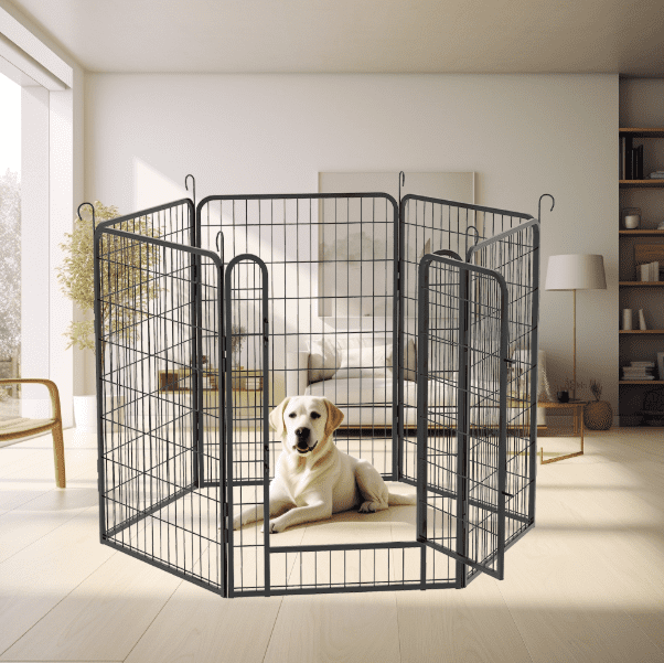Euroco 6 Panels Heavy Duty Metal Playpen with door,39.37"H Dog Fence Pet Exercise Pen for Outdoor, Indoor