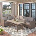 thumbnail image 1 of Euroco 6 Persons Patio Seating Set with Table, Wicker Conversation Set Sectional Sofa Set, Brown, 1 of 5
