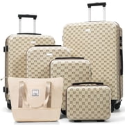 Euroco 6 Piece Luggage Set,ABS Hardshell Carry on Suitcase with TSA Lock,Spinner Wheels & Expandable Travel Duffel Bag,Lightweight Durable Luggage for Men Women,14/16/20/24/28 Inch,Khaki