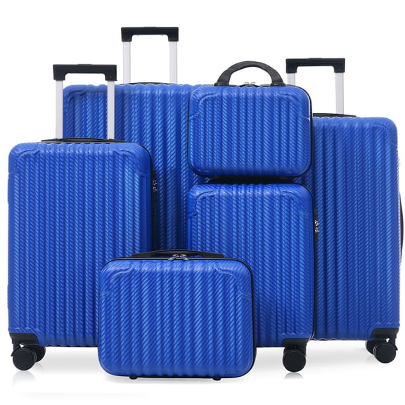 Euroco 6-Piece Luggage Sets, ABS Hardshell Suitcase Set with Spinner Wheels and TSA Lock,Lightweight Carry-On & Checked Luggage for Family Travel,Royal Blue