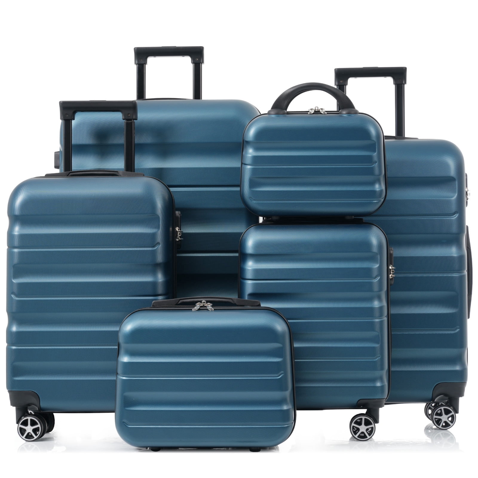 Euroco 6 Piece Luggage Sets ,ABS Hardshell Suitcase with Spinner Wheels,Lightweight Durable Travel Suitcase Set for Travel,Inky Blue