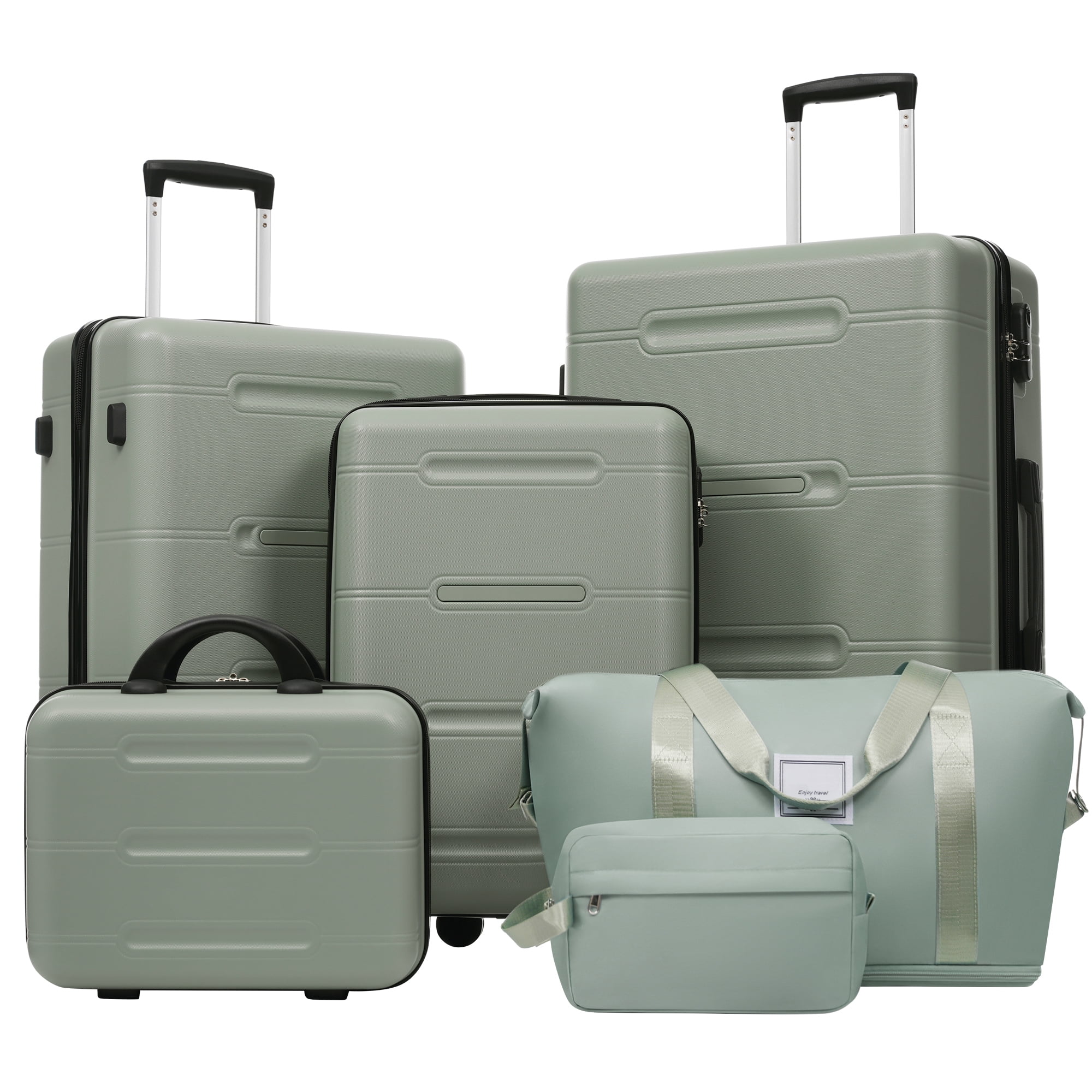 Euroco 6 Piece Luggage Sets,Lightweight Hardshell Suitcase set with Spinner Wheels,Handle Password Lock,Cosmetic Case & 2 Travel Duffel Bags,Large Suitcase Set for Family(14/20/24/28 inch)
