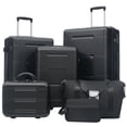 thumbnail image 1 of Euroco 6 Piece Luggage Sets, Lightweight Hardshell Suitcase set with Spinner Wheels,Handle Password Lock,Cosmetic Case & 2 Travel Duffel Bags,Large Suitcase Set for Family(14/20/24/28 inch),Black, 1 of 10