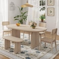thumbnail image 1 of Euroco 6-Piece Wooden Dining Chairs Set,Modern Kitchen Table Chairs & Bench Set for 6,Natural, 1 of 7