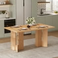 thumbnail image 1 of Euroco 60" Farmhouse Dining Table for 4-6, Solid Wood Rectangular Kitchen Table with Cutout Legs for Dining Room, Kitchen and Living Room,Natural, 1 of 8