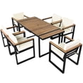 thumbnail image 1 of Euroco 7 Pieces Outdoor Dining Set Patio Dining Table and Chair Set with and Removable Cushions, Beige, 1 of 9