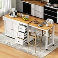 thumbnail image 1 of Euroco 74.8" Kitchen Island with Extendable Dining Table, Kitchen Storage Cart with 3 Drawers, Power Outlet, Rolling Kitchen Island on Wheels with Spice Rack and 2 Door Cabinet, 1 of 9