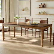 Euroco 78.7" Rectangular Modern Dining Table for 6-8 Person, Wood Kitchen Table with Turned Legs for Dining Room,Walnut