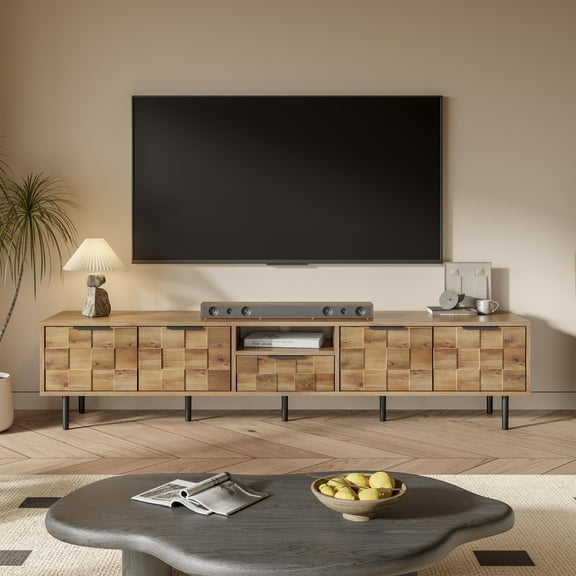 Euroco 78" TV Stand for 85 75 65 Inch TV, TV Consoles for Living Room, Entertainment Center Wood TV Media with Storage