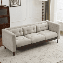 Euroco 78" Upholstered Sofa Modern 3-seater Sofa Couch with Tufted Design for Living Room, Grayish Beige