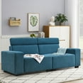 thumbnail image 1 of Euroco 87" Velvet Loveseat Modern 2-Seater Sofa Couch with Multi-Angle Adjustable Headrest for Living Room, Blue, 1 of 10