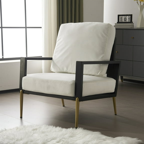 Euroco Accent Armchair with Gold Adjustable Legs, Low-Back Design, and Rubberwood Frame – Oriental Meets American Vintage Elegance