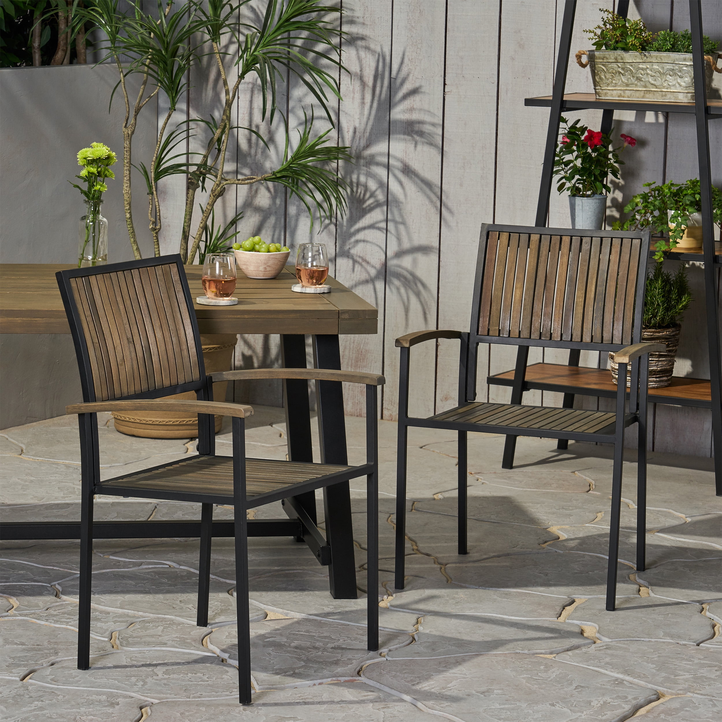 Euroco BRIDGET WOOD AND METAL CHAIR,Set of 2