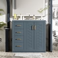 thumbnail image 1 of Euroco Bathroom Vanity with Ceramic Undermount Sink, Solid Wood Frame, 3 Drawers & Cabinet Storage, Soft-Close Doors, 1 of 9