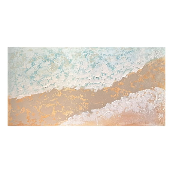 Euroco Beach Landscape Canvas Wall Art, Abstract Seascape Print, Textured Ocean Scene Sea Painting Seaside Seashore Artwork for Living Room Bedroom Bathroom 24x48 inch