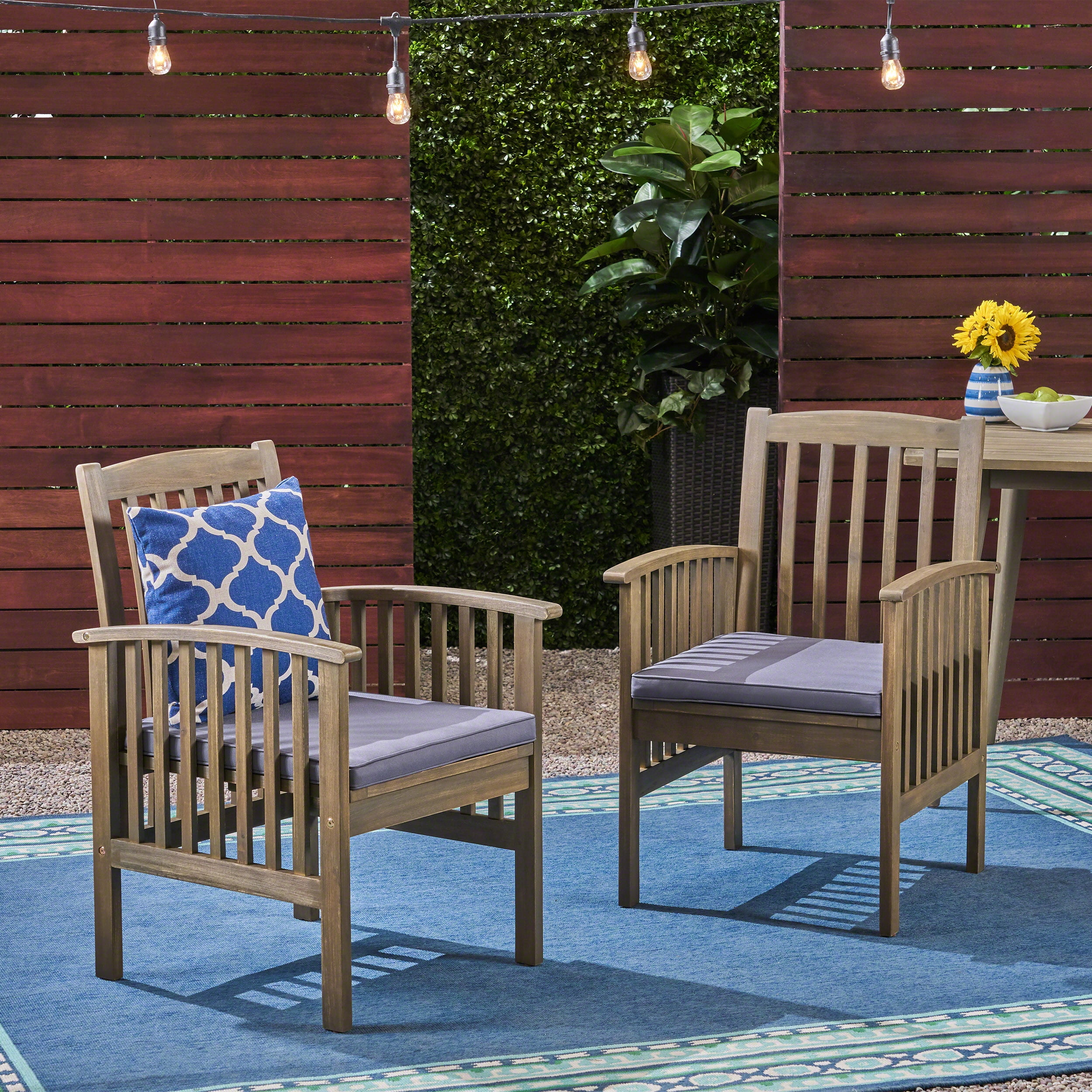 Euroco CASA ACACIA DINING CHAIR,2PCS with 2 Cushions