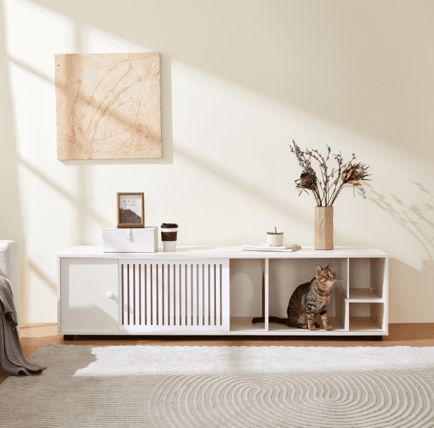 Euroco Cat TV Stand With Storage and Removable sliding door
