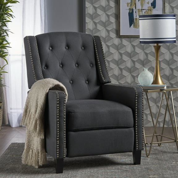 Euroco Classic Dark Grey Fabric Push Back Chair