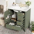thumbnail image 1 of Euroco Compact Bathroom Cabinet with Ceramic Basin, Soft-Close Door, Ample Storage,and Gold Handles – Easy Assembly and Durable MDF Construction, 1 of 7