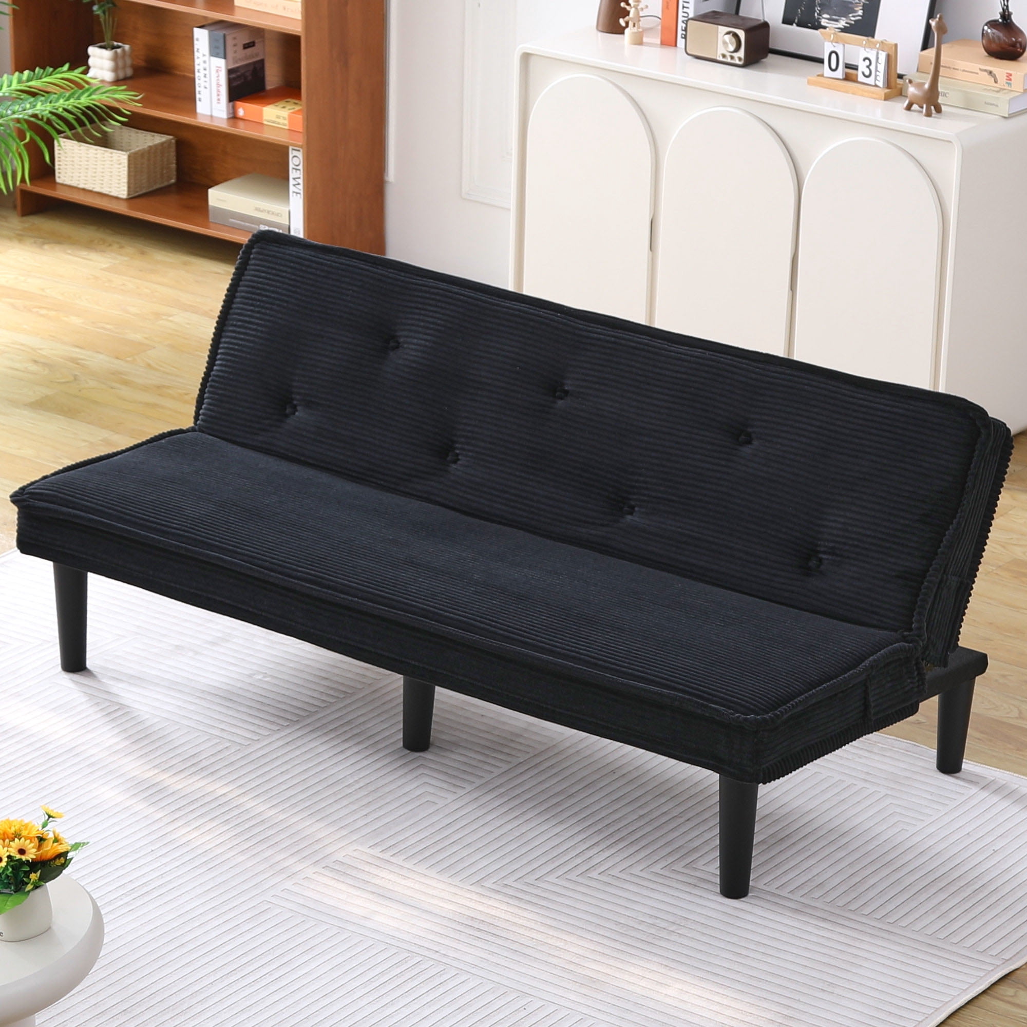 Euroco Corduroy Accent Chair with Button-Tufted Backrest – Modern Upholstered sofa bed for Living Room or Bedroom