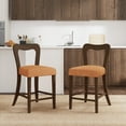 thumbnail image 1 of Euroco Counter Stools Set of 2, Upholstered Bar Stools Kitchen Island Chairs with Wooden Frame,Caramel & Walnut, 1 of 8