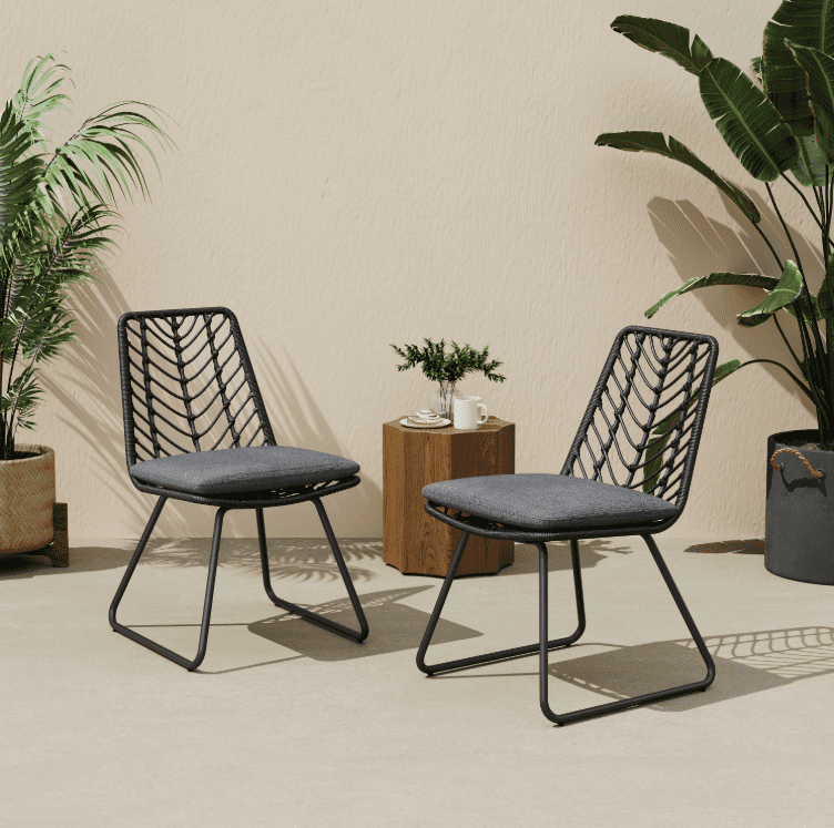 Euroco DEJA CHAIR,2PCS with 2 Cushions,Gray