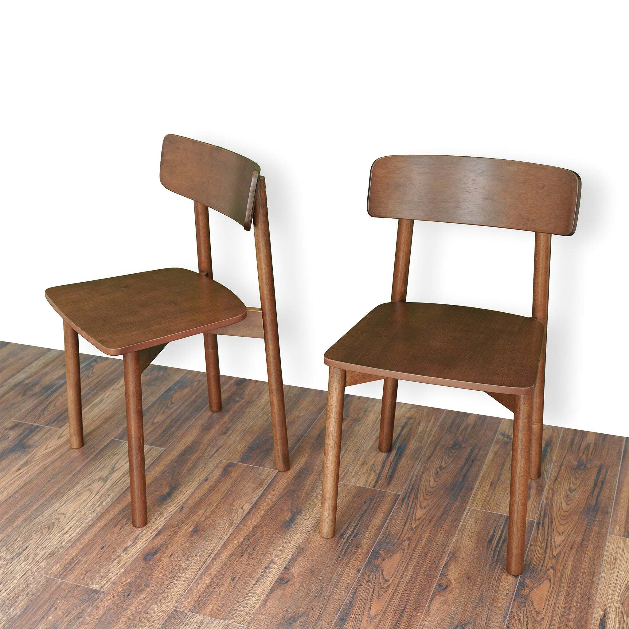 Euroco Dining Chairs Set of 2, Mid-Century Modern Kitchen Chair with Solid Wood,Farmhouse Dining Room Chairs,Brown