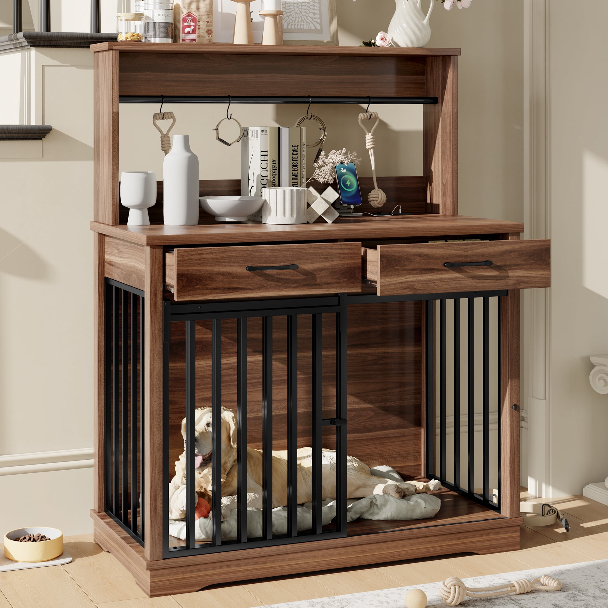 Fresh Look at Euroco Dog Crate Furniture With Sliding Door 2 Drawers Shelf