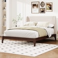 thumbnail image 1 of Euroco Dry Bamboo Wood King Size Platform Bed with 48" Upholstered High Headboard, Chocolate, 1 of 6