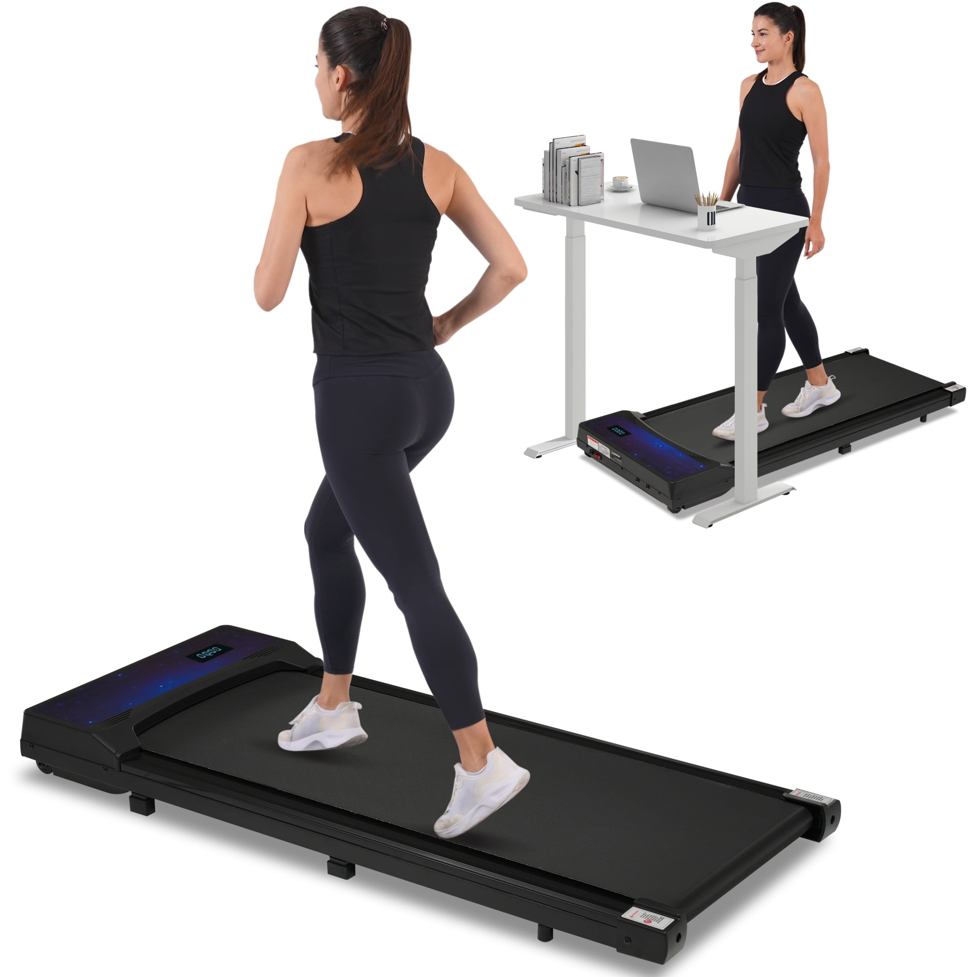 Euroco 265 LBS Compact Walking Pad Treadmill,2.5 HP Quiet Under Desk Walking Treadmill with Incline,Wristband Remote for Home Office Small Spaces