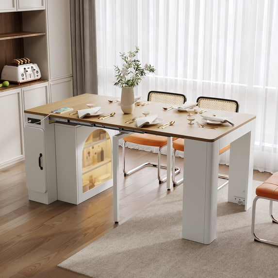 Euroco Extendable Dining Table with 3 Removable Middle Leaves for 4 ...