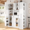 thumbnail image 1 of Euroco Extra Deep Buffet Cabinet with Hutch and Pull-Out Side Cabinet on Wheels, 52.8'' Kitchen Pantry with Adjustable Shelves, Coffee Bar Sideboard Storage Cabinet, 1 of 9