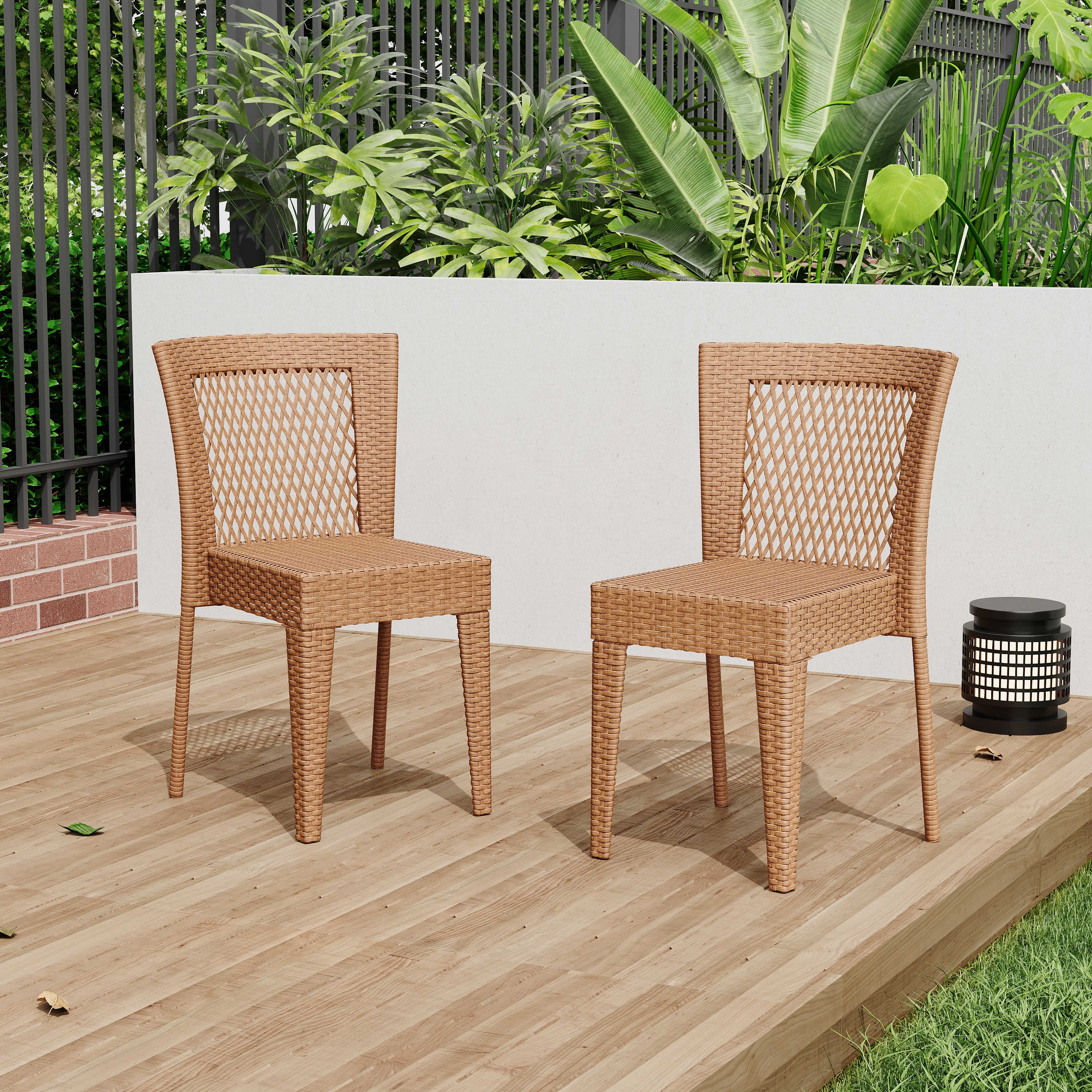 Euroco FARLEY STACKING SIDECHAIR,Set of 2,KD,Light Brown