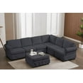 thumbnail image 1 of Euroco Fabric Sofa L shaped Upholstered Modular Sofa Collection, Sectional Couch with Removable Ottoman for Living Room, Dark Gray, 108" x 84", 1 of 9