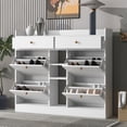 thumbnail image 1 of Euroco Freestanding Shoe Cabinet with 4 Flip Drawers, White, 103.5 lbs, 1 of 7