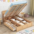 thumbnail image 1 of Euroco Full Size Lift up Storage Bed, Wood Platform Bed Frame with 2 Drawers,  Hydraulic Storage System, Easy Assembly, Natural, 1 of 18
