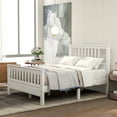 thumbnail image 1 of Euroco Full Size Platform Bed with Headboard, Solid Wood Bed with Slat for Kids, White, 1 of 8