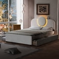 thumbnail image 1 of Euroco Full Size Upholstery Platform Bed with Trundle and Drawers for Kids Teens Adults, LED Light and USB Ports, 1 of 16