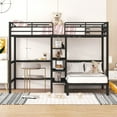Euroco Bunk Bed, Full over Twin with Desk, Shelves, Heavy Duty Metal
