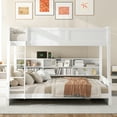 thumbnail image 1 of Euroco Full XL over Queen Bunk Bed with Functional Cabinet and USB Charging Station for Kids Teens, White, 1 of 13