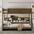 thumbnail image 1 of Euroco Full XL over Queen Bunk Bed with Functional Cabinet and USB Charging Station for Kids Teens, Wood, 1 of 14