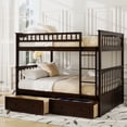 thumbnail image 1 of Euroco Full over Full Bunk Bed with Drawers, Convertible into Two Bes, Espresso, 1 of 17