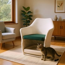 Euroco Furniture Style 2 in 1 Pet Friendly Mid Century Modern Accent Chair Soft Fabric Upholstered Leisure Armchair for Living Room Bedroom Home and Office, White