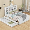 thumbnail image 1 of Euroco Full Size Storage Headboard Modern Platform Bed with Trundle, Antique White, 1 of 11