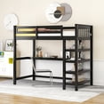 thumbnail image 1 of Euroco Twin Loft Bed with Desk, Wood Frame with Shelves for Kids Teens, Espresso, 1 of 15