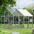 thumbnail image 1 of Euroco Large Catio Outdoor Cat Enclosure for Multiple Kittens, Wooden Cat House with 7 Platforms, 2 Resting Boxes, 1 Bridge and 1 Ramp, Walk in Kitty Cage Kennel with Sunshine Board Roof, Gray, 1 of 7