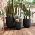 thumbnail image 1 of Euroco Large Concrete Planter Set of 3, 16.93"+13.78"+11.02" Dia Round Stackable Flower Pots with Drainage Holes and Rubber Plug,Modern Decorative Pots for Patio Garden Balcony Indoor Outdoor, 1 of 9